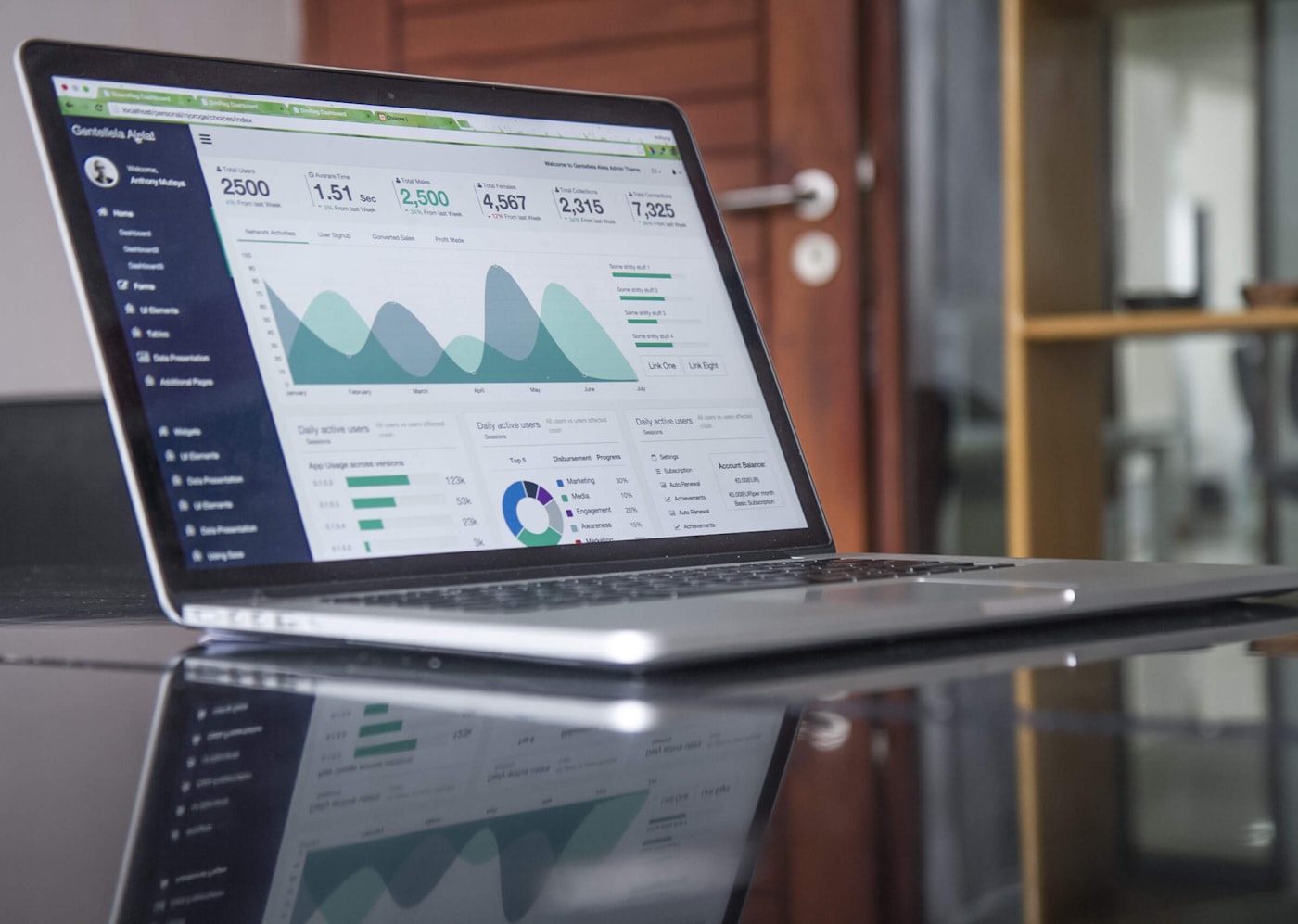 Modern analytical dashboard with sharp typography